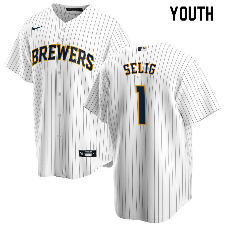 Nike Youth #1 Bud Selig Milwaukee Brewers Baseball Jerseys Sale-White